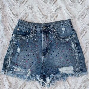 Denim Rhinestone Shorts